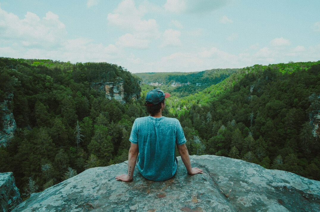 person taking break in nature