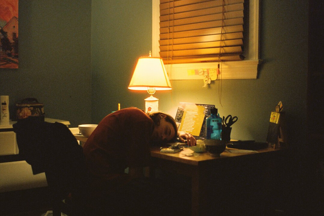 focused person working at desk